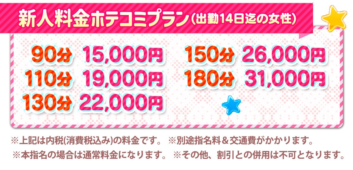 新人料金ホテコミプラン