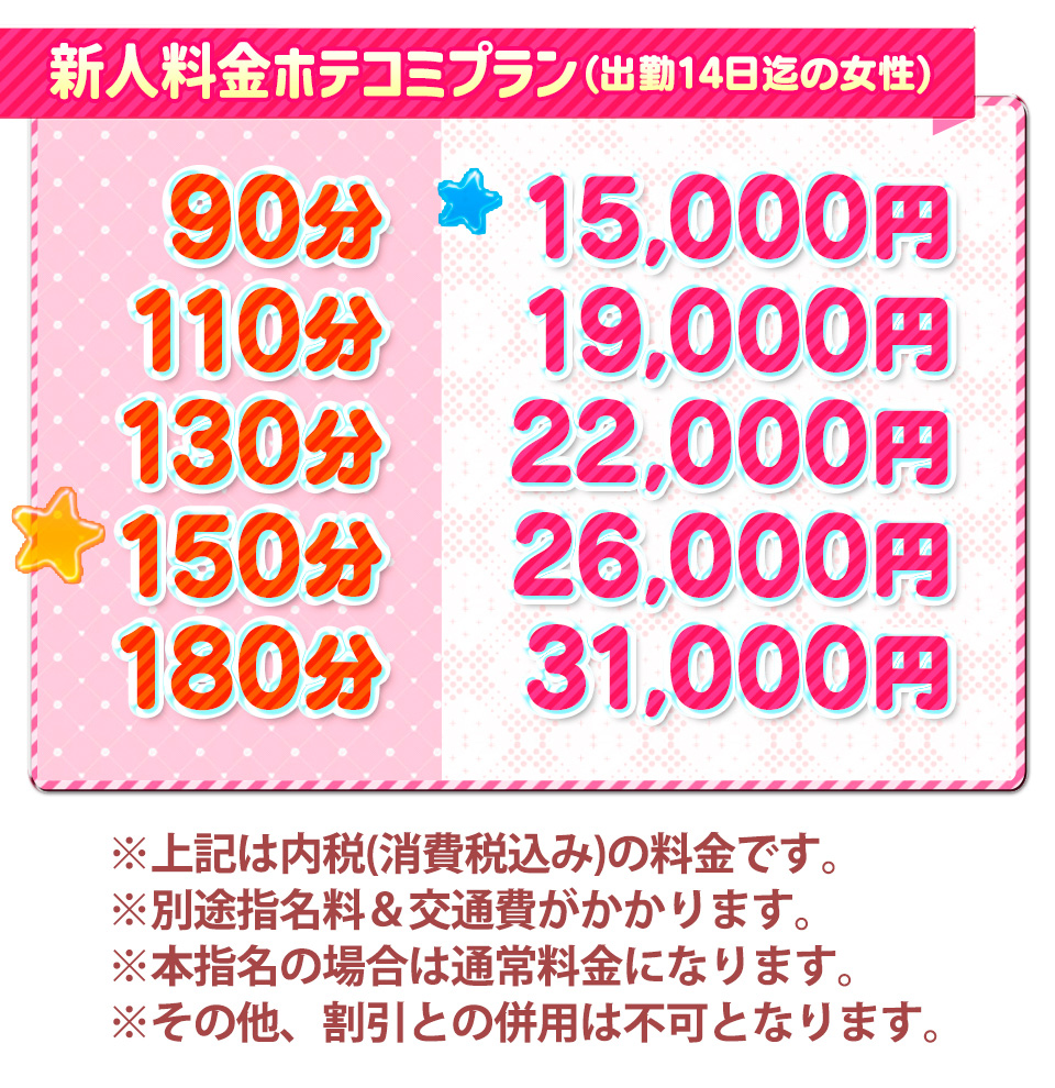 新人料金ホテコミプラン